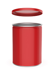 Image showing Red metal can with plastic lid