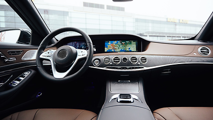 Image showing The luxury modern car Interior. Shallow dof.