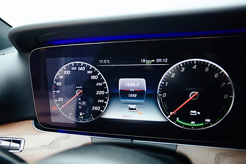 Image showing The luxury car dashboard. The Modern technology