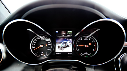 Image showing The luxury car dashboard. The Modern technology