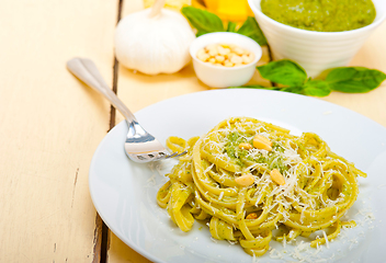 Image showing Italian traditional basil pesto pasta ingredients