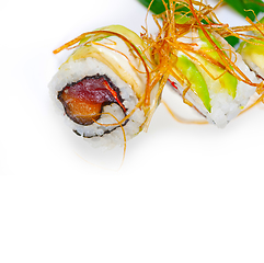 Image showing fresh sushi choice combination assortment selection