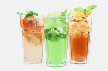 Image showing Close up view of summer fresh cocktails