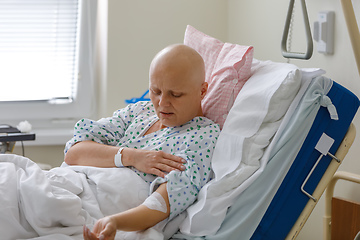 Image showing Middle age woman cancer patient