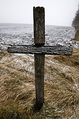 Image showing old wooden Catholic cross