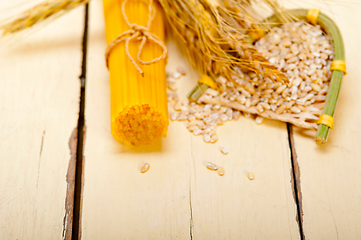 Image showing organic Raw italian pasta and durum wheat