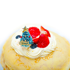 Image showing christmas tree on crepe pancake cake