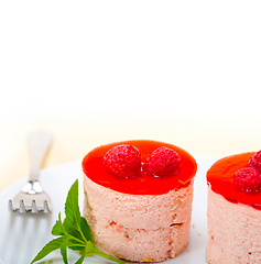 Image showing fresh raspberry cake mousse dessert