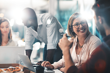 Image showing Business, employees and staff in a meeting, collaboration and discussion for a new project, share ideas and planning. Coworkers, men and women brainstorming, communication and teamwork at the office