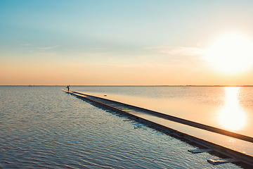 Image showing Beauty sunset on salty lake