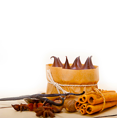 Image showing chocolate vanilla and spices cream cake dessert