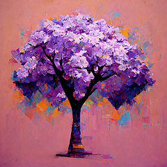 Image showing Watercolor tree. Blossoming lilac. Digital generated illustratio