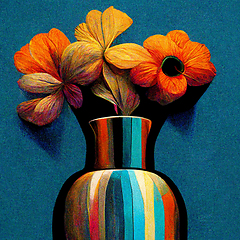 Image showing Vase with spring multicolor flowers bouquet. 