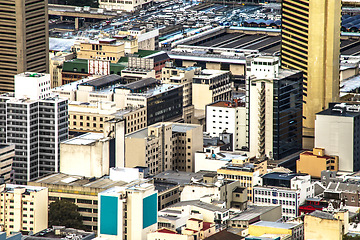 Image showing City skyline, urban buildings and landscape for development, infrastructure and outdoor in Cape Town. Metro cbd, skyscraper and tower building in modern cityscape, street and architecture network