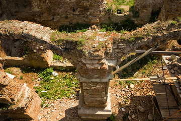 Image showing crumbling old brick tower