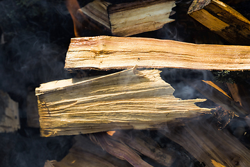 Image showing burning felled trees