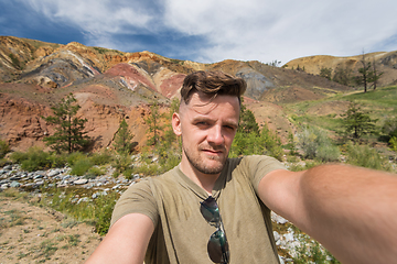 Image showing Selfie of family in mountain