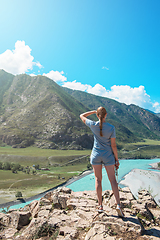 Image showing Woman taking selfie on mobile phone