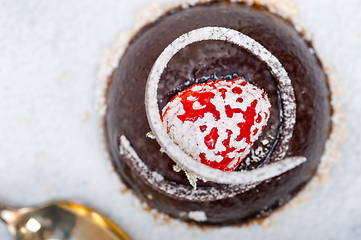 Image showing fresh chocolate strawberry mousse