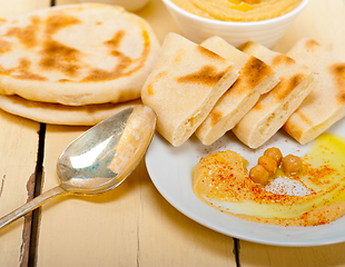 Image showing Hummus with pita bread