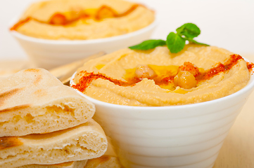 Image showing Hummus with pita bread