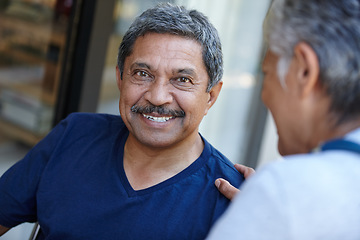 Image showing Senior, smile and portrait of couple bonding, having fun and enjoying quality time together. Face, love and man and woman in retirement, elderly and relax, talking and conversation with happiness.