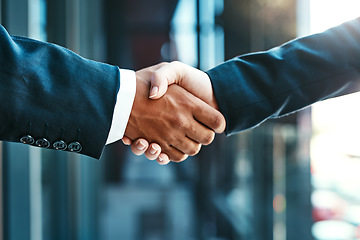 Image showing Handshake, business people and partnership, agreement and support with networking, welcome and introduction. Hiring, recruitment and promotion with corporate team shaking hands and collaboration