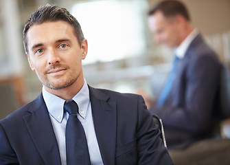 Image showing Portrait, face or business man in airport lobby, lounge or office building with career mindset, business meeting or sales presentation. CEO, corporate or professional male focus, ready or confident