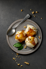 Image showing vanilla ice cream with caramel sauce