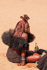 Image showing Himba woman with in the village, namibia Africa