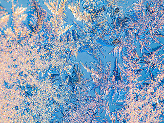 Image showing Pattern, winter and frozen snow art for christmas, holiday or season with mock up space. Abstract, texture and ice, frost and silver crystal for cold weather creative or artistic effect with mockup