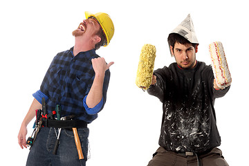 Image showing construction worker and house painter