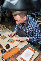 Image showing Concept of handmade craft production of leather goods.