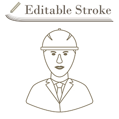 Image showing Icon Of Construction Worker Head In Helmet