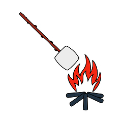 Image showing Iicon Of Camping Fire With Marshmallow