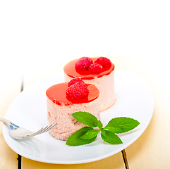 Image showing fresh raspberry cake mousse dessert