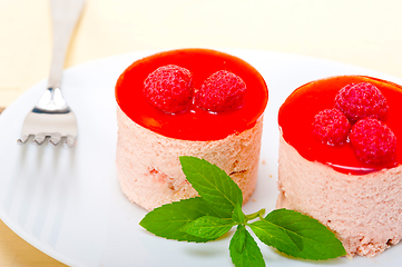 Image showing fresh raspberry cake mousse dessert