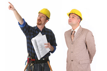 Image showing construction worker and architect 