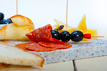 Image showing mix cold cut with fresh pears