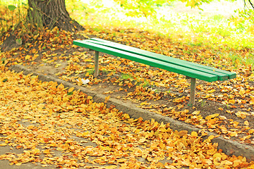 Image showing Green bench