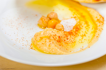 Image showing Hummus with pita bread