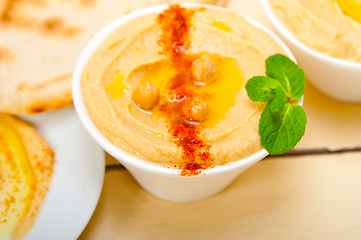 Image showing Hummus with pita bread