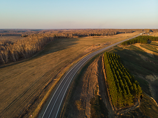 Image showing Aerial view of a summer road