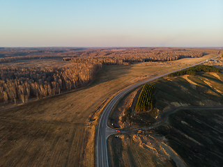 Image showing Aerial view of a summer road