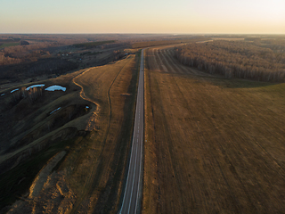 Image showing Aerial view of a summer road