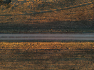 Image showing Aerial view of a summer road