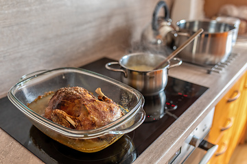 Image showing roast duck in the oven