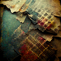 Image showing Abstract grunge overlay texture of canvas, leather and paper clo