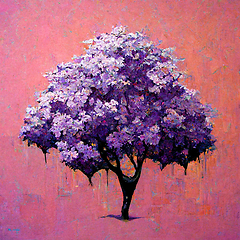 Image showing Watercolor tree. Blossoming lilac. Digital generated illustratio