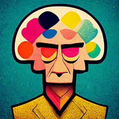 Image showing Colorful creative human brain. Cartoon style.